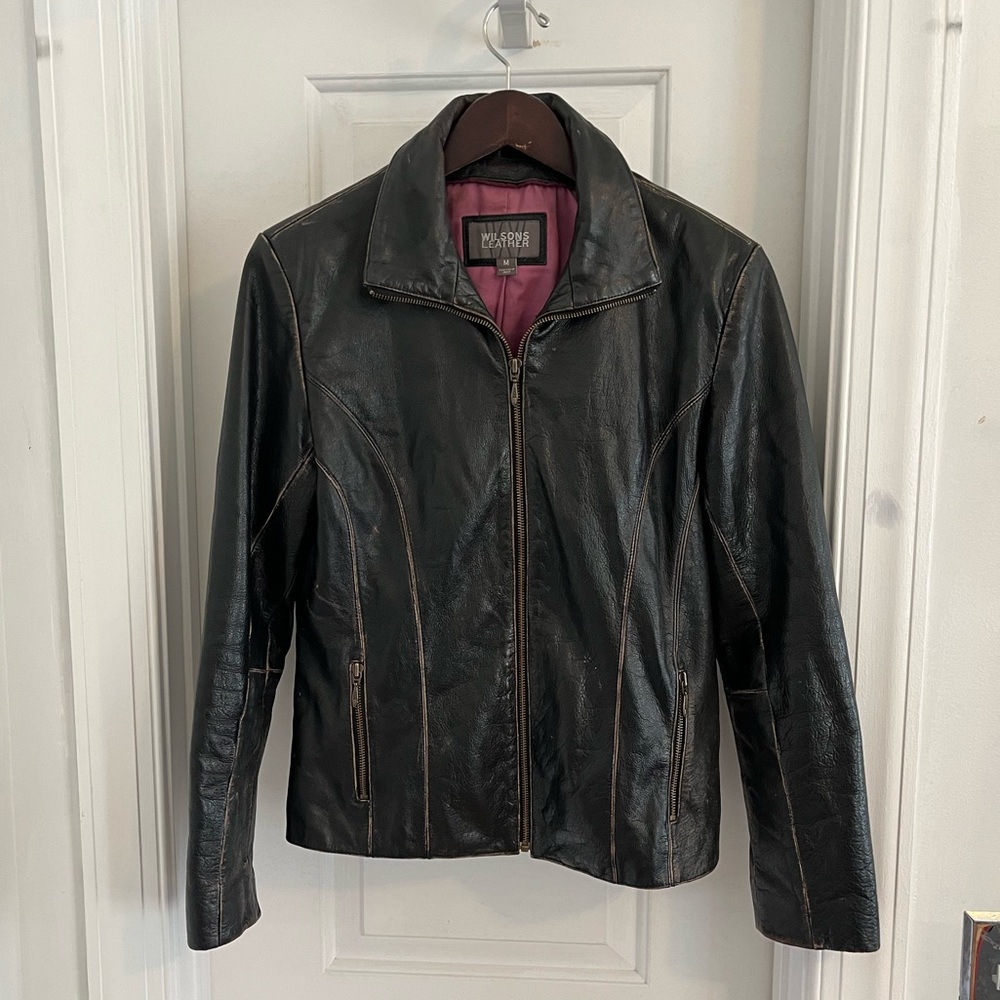 Wilson’s Leather Women’s Moto Jacket —‎ Black Sz M (20×24)